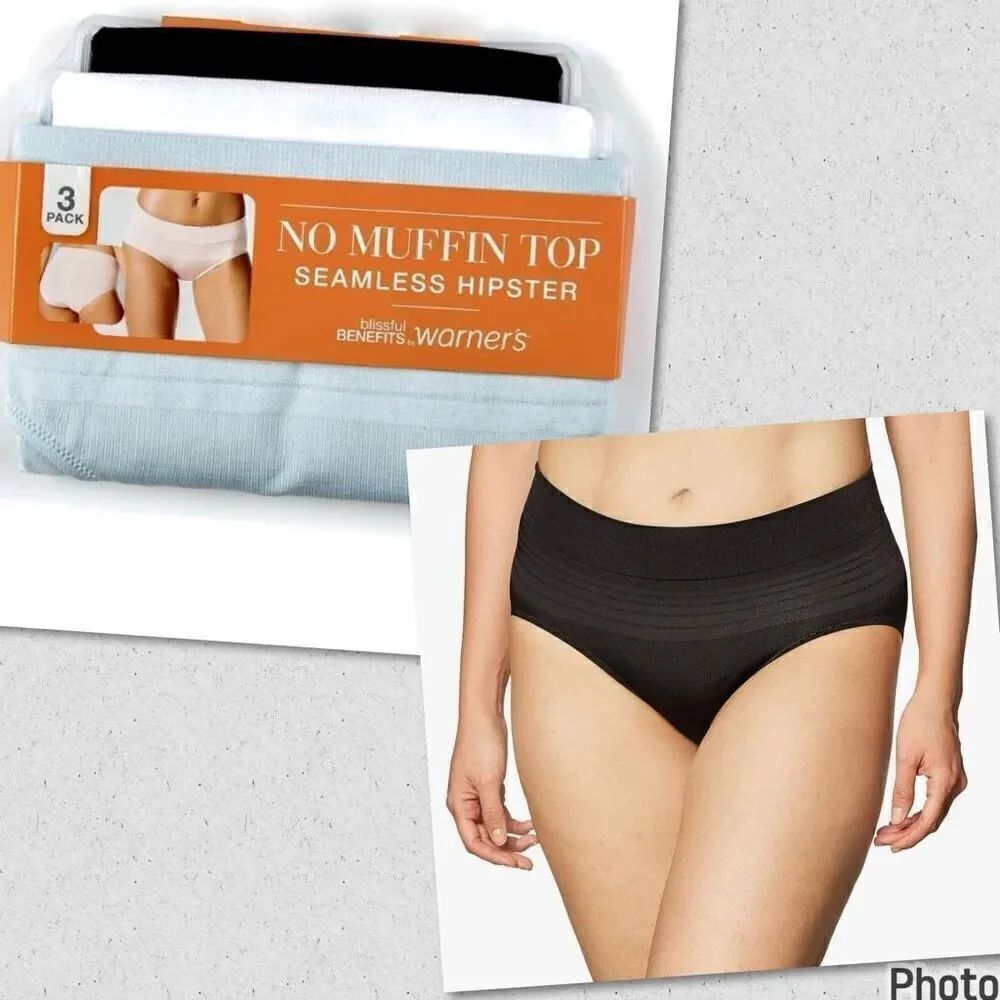 NWT 1 Warners S Black No Pinching Dig-Free Comfort Waist Smooth Seamless Hipster